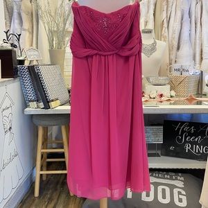 David’s Bridal Tea Length Pink Chiffon Dress